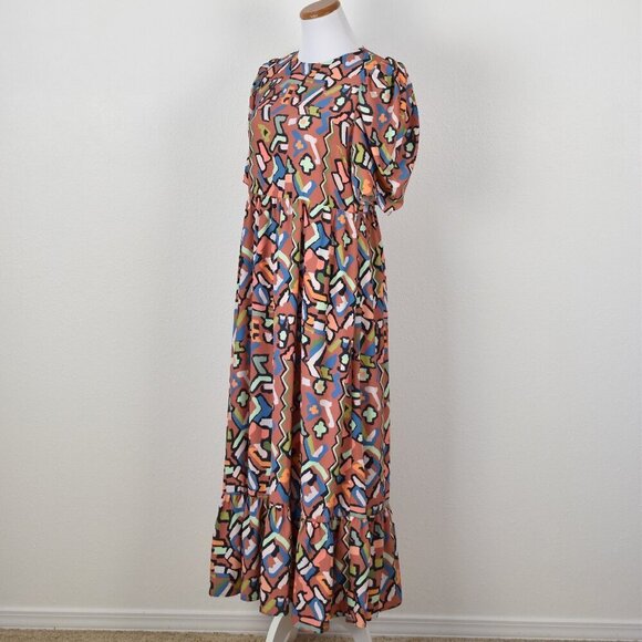 CROSBY Mollie Burch Abstract Printed Maxi Midi Dress - S - Picture 3 of 8